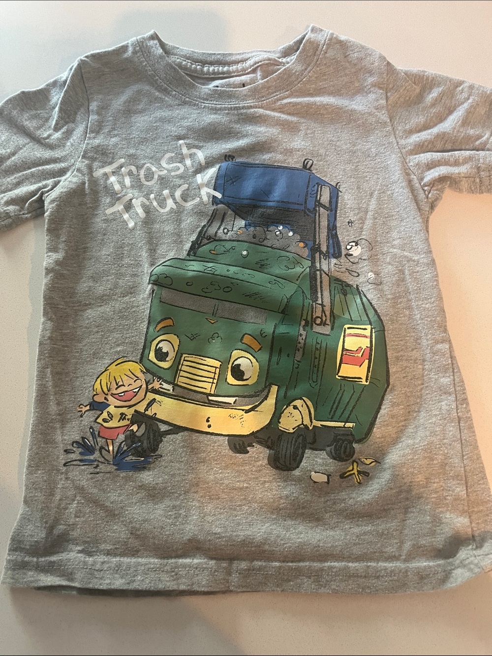 Kids Grey Netflix  'Trash Truck' Graphic Tee - Green Truck Design
